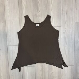 Planet by Lauren G Top 4 Brown Asymmetrical Sleeveless Matte Jersey Flowy Layer